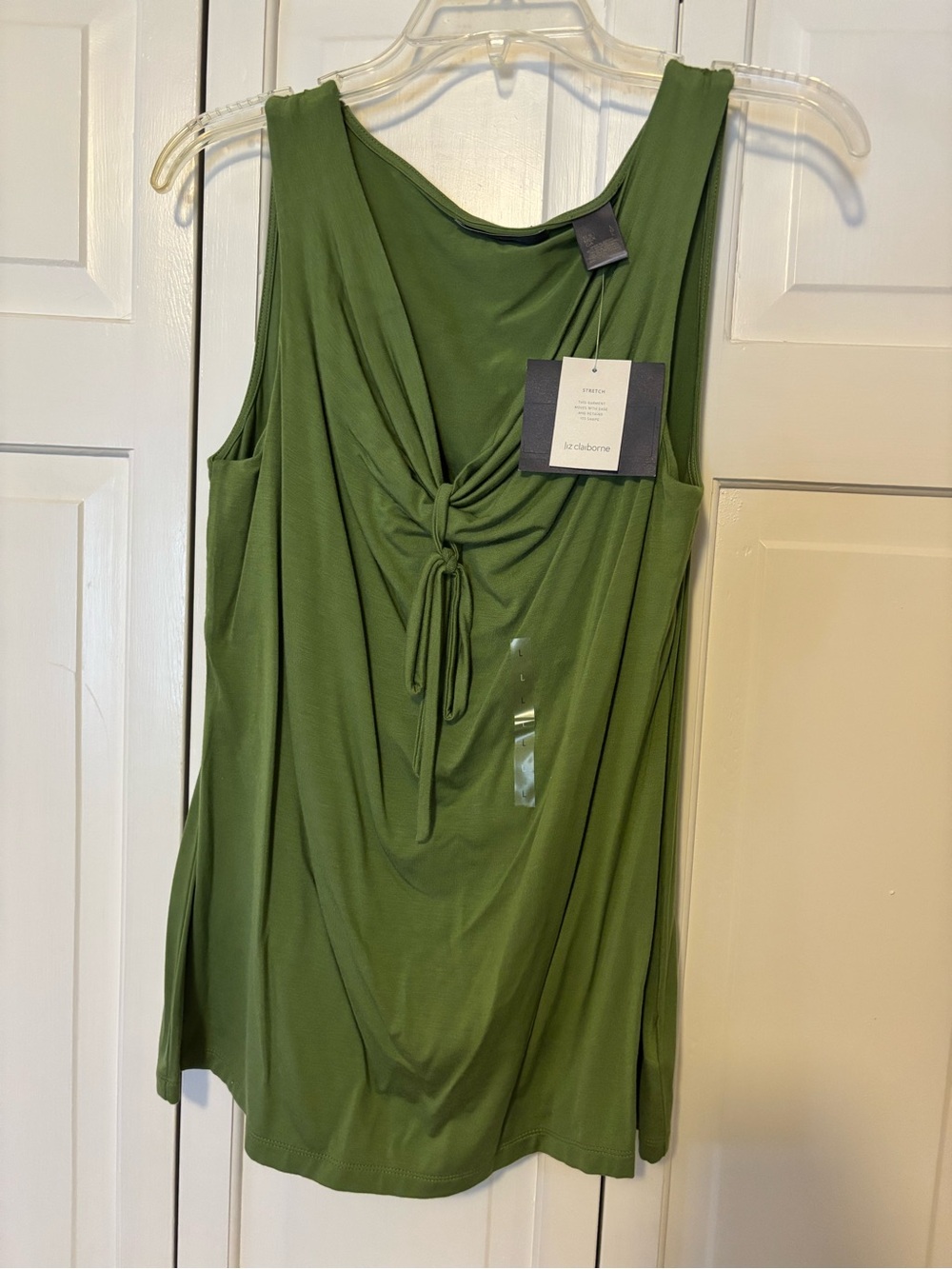 NWT Liz Claiborne Olive Green Twist-Front Sleeveless Tank sz L